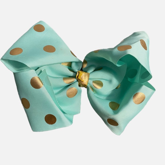 JoJo Siwa Signature Large Cheer Hair Bow-teal/gold - Picture 2 of 5